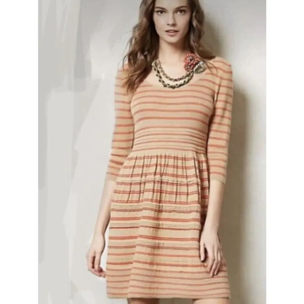 Knitted & Knotted Anthropologie Women’s Medium lodie Striped Sweater Dress